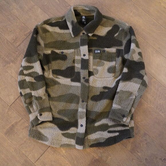 Mountain Hardwear‎ Women's HICAMP Shacket In Camo Sherpa Fleece Snap Sz S - Picture 2 of 10